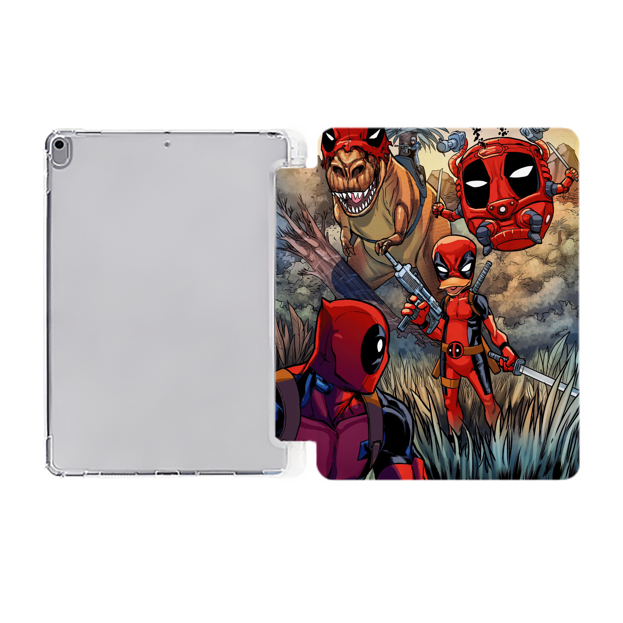 （画像用） Deadpool デッドプール IPad ケース ペン収納付き 三つ折りスタンド PUレザー×シリコン 対応機種9.5/10.5/10.9インチ